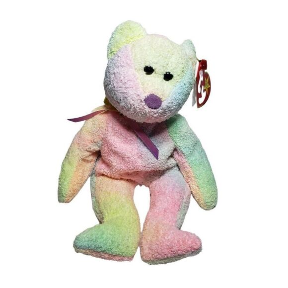 Ty Beanie Babies GROOVY 1999 Retired Bear Rainbow Color Stuffed 9" Plush - Picture 6 of 8